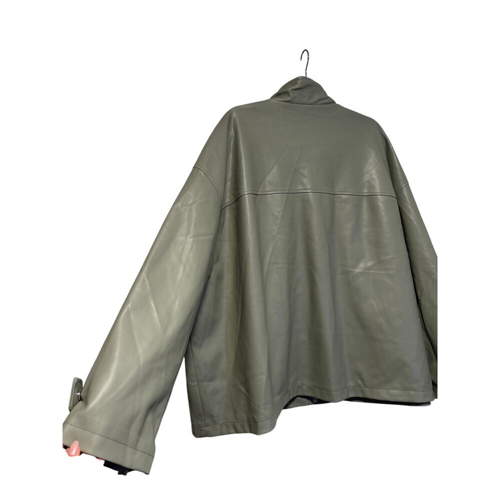 ASOS Design Curve Green Faux Leather Jacket US 18 - Picture 8 of 9